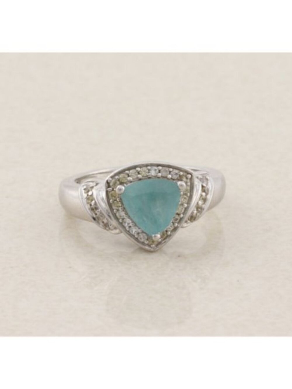 Sterling Silver Natural Grandidierite & White Zircon Ring Size 6
